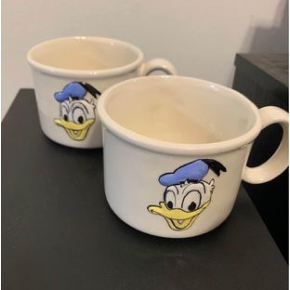 Disney Glazed Ceramic Donald Duck Raised Image Mug Cup-Disney Set of 2 V…